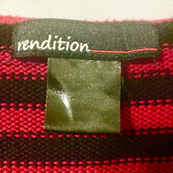 Rendition Women's XL Red and Black Striped Faux Wrap Sweater - Picture 10 of 10